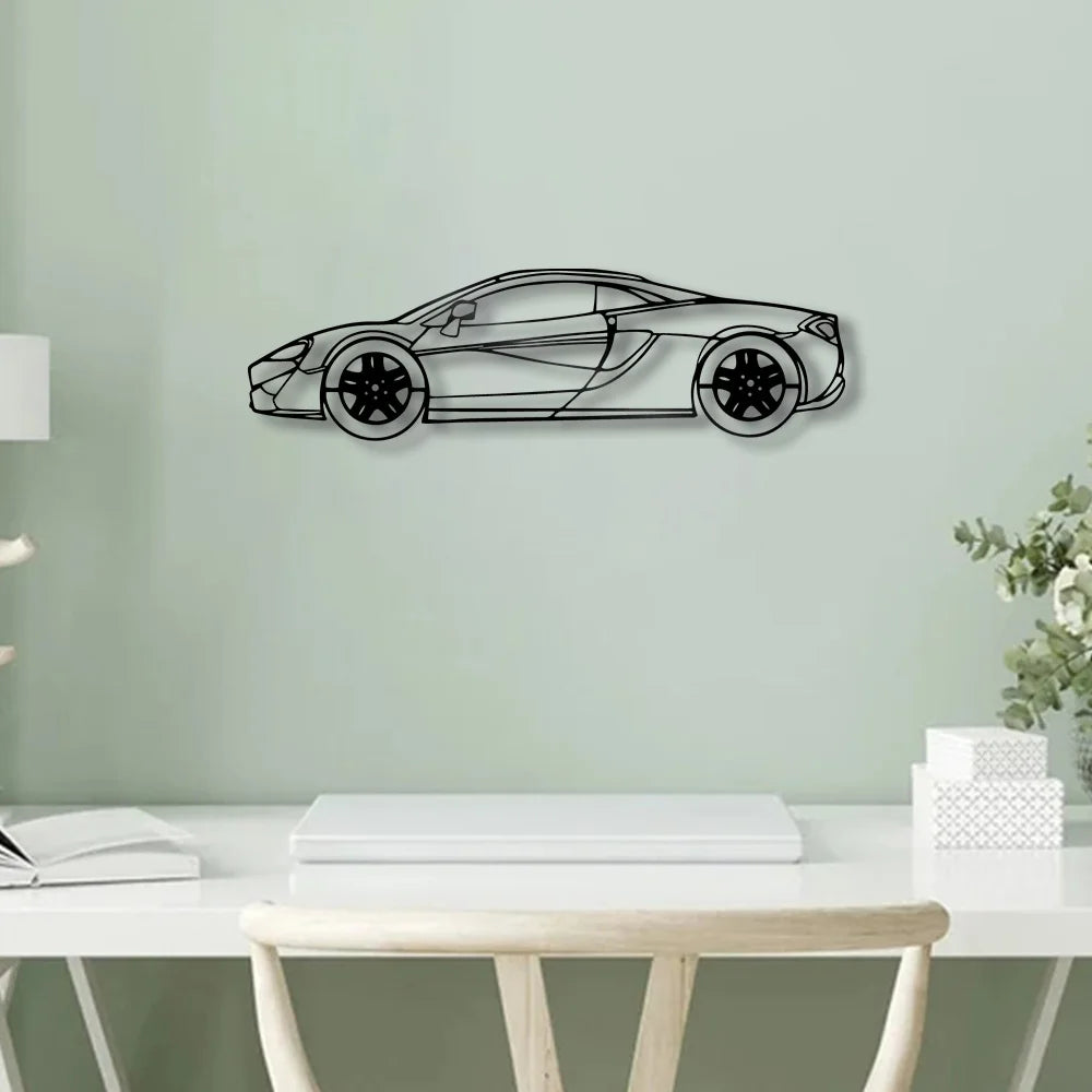 McLaren 570s Wall Art Plaque Black Letter Silhouette