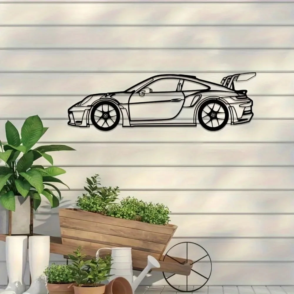 911 GT3RS Car Silhouette Metal