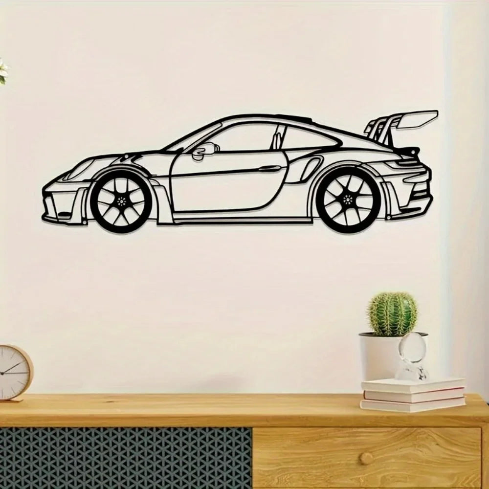 911 GT3RS Car Silhouette Metal