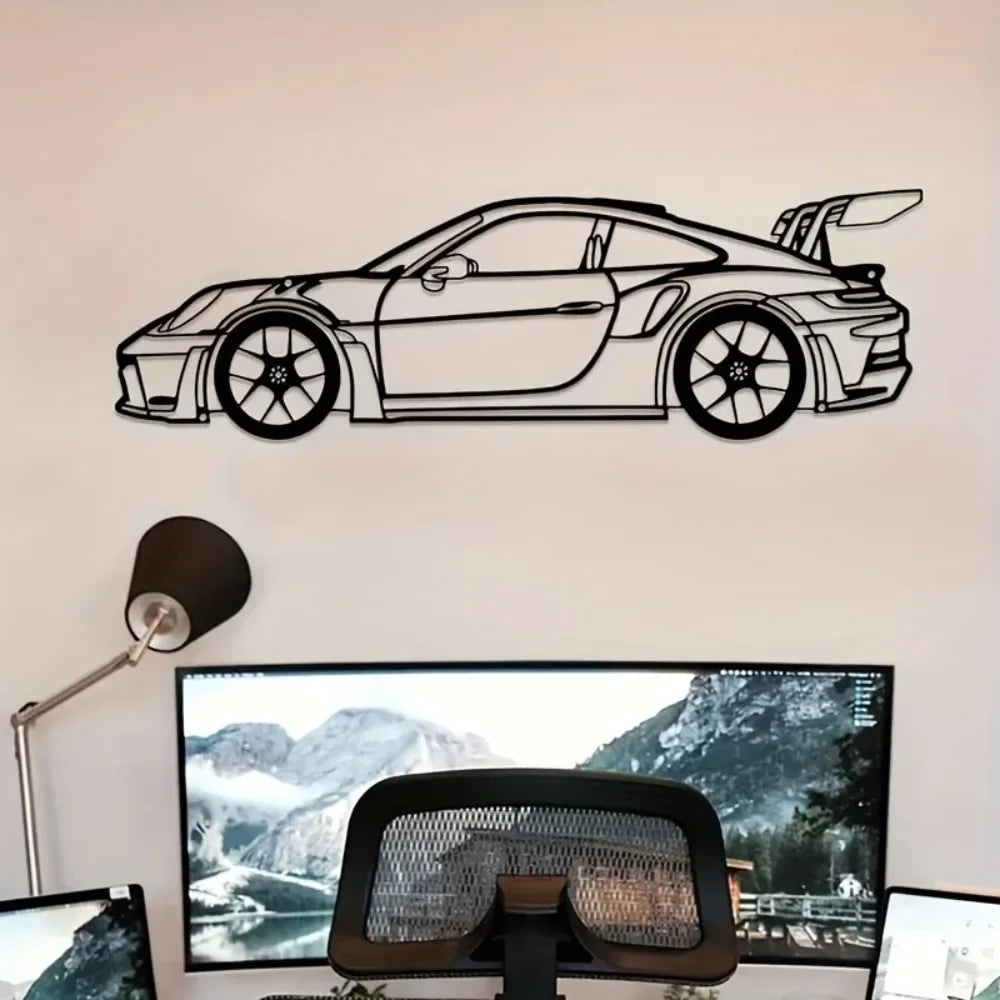 911 GT3RS Car Silhouette Metal