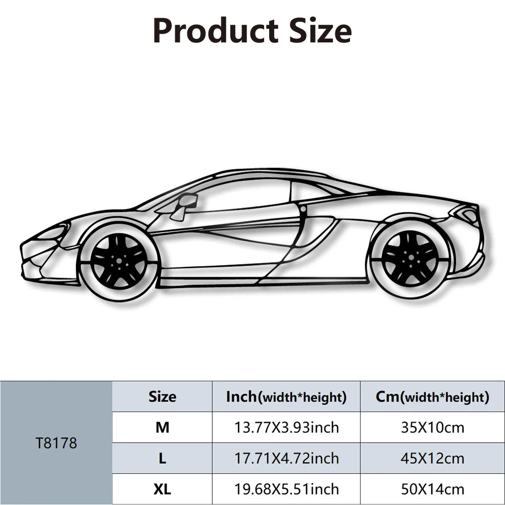 McLaren 570s Wall Art Plaque Black Letter Silhouette